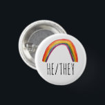 HE/THEY Pronouns Watercolor Rainbow Button<br><div class="desc">Decorate your outfit with this cool art button. You can customise it and add text too. Check my shop for lots more colours and patterns! Let me know if you'd like something custom too.</div>