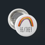 HE/THEY Pronouns Watercolor Rainbow Button<br><div class="desc">Decorate your outfit with this cool art button. You can customise it and add text too. Check my shop for lots more colours and patterns! Let me know if you'd like something custom too.</div>