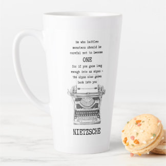 He who battles MONSTERS quote Nietzsche Latte Mug