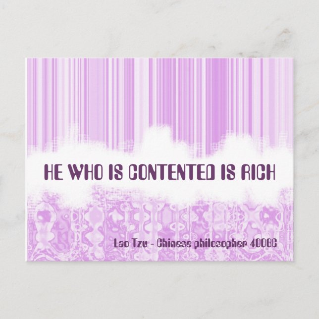 He Who Is Contented Is Rich Postcard (Front)