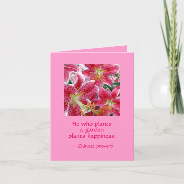 He who plants a garden plants happiness. NOTE CARD (Front)