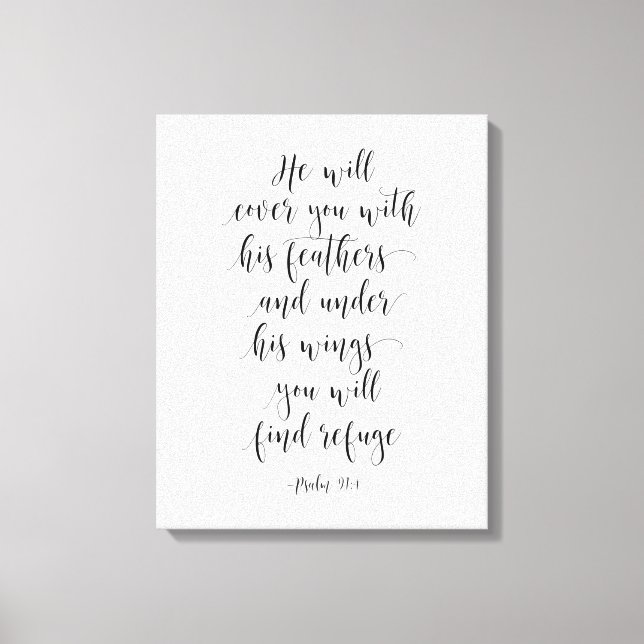 He Will Cover You With His Feathers, Psalm 91:4 Canvas Print (Front)