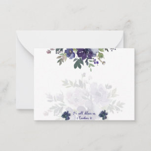 He will deliver us, purple watercolor floral note card
