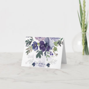 He will deliver us, purple watercolor floral note card