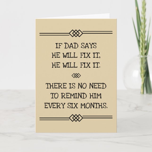 He Will Fix It Funny Dad Joke Card (Front)