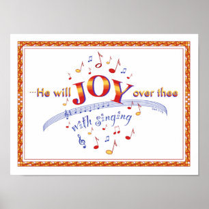"He Will Joy..." Bible quote with music notes Poster
