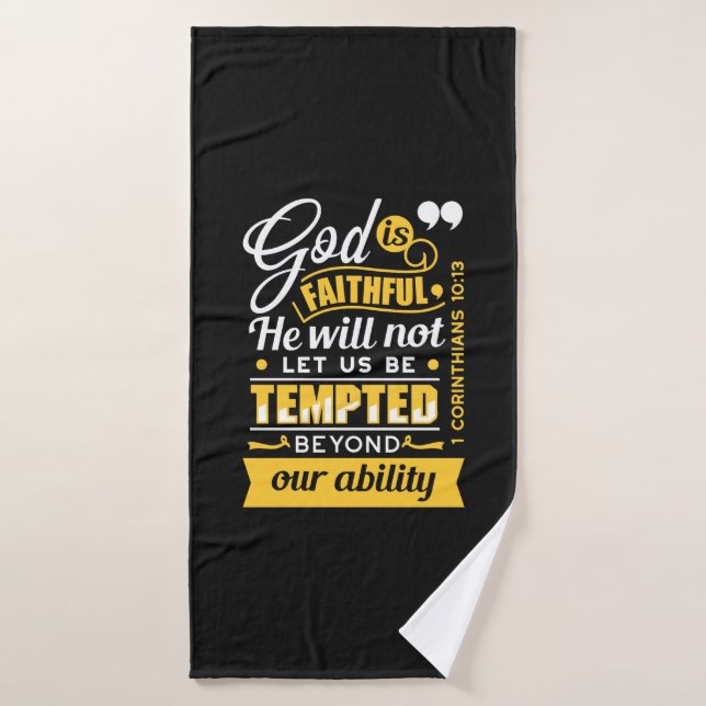  He Will Not Let You Be Tempted – Bible Verse Bath Towel Set (Bath Towel)