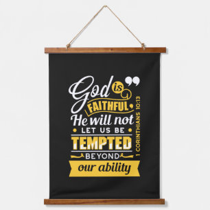  He Will Not Let You Be Tempted – Bible Verse Hanging Tapestry