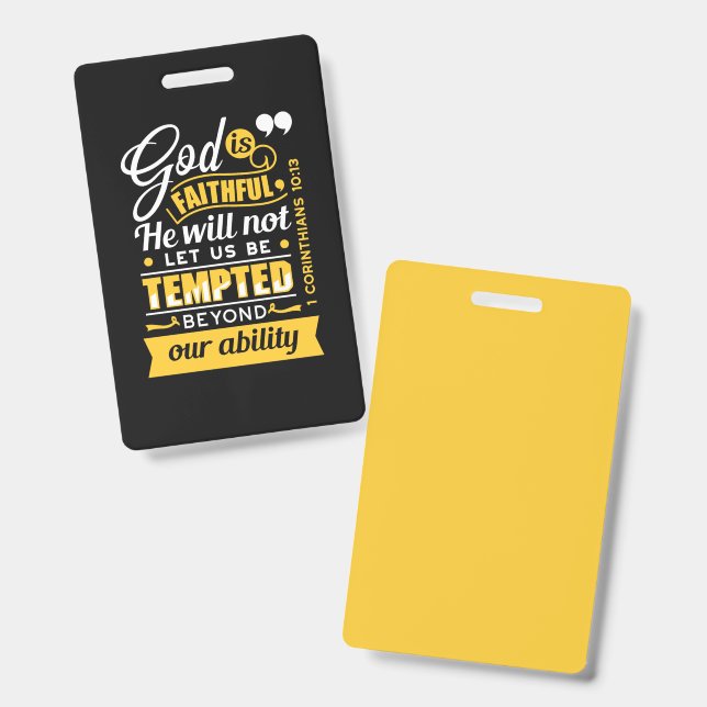  He Will Not Let You Be Tempted – Bible Verse ID Badge (Front & Back)