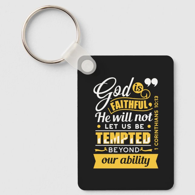  He Will Not Let You Be Tempted – Bible Verse Key Ring (Front)