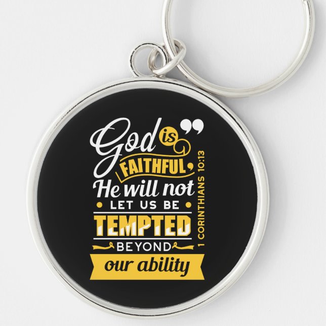  He Will Not Let You Be Tempted – Bible Verse Key Ring (Front)