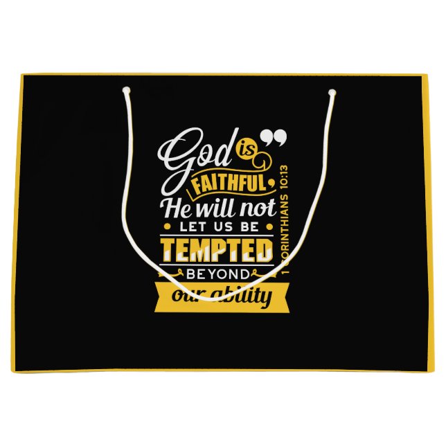  He Will Not Let You Be Tempted – Bible Verse Large Gift Bag (Front)