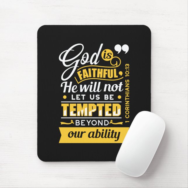  He Will Not Let You Be Tempted – Bible Verse Mouse Mat (With Mouse)