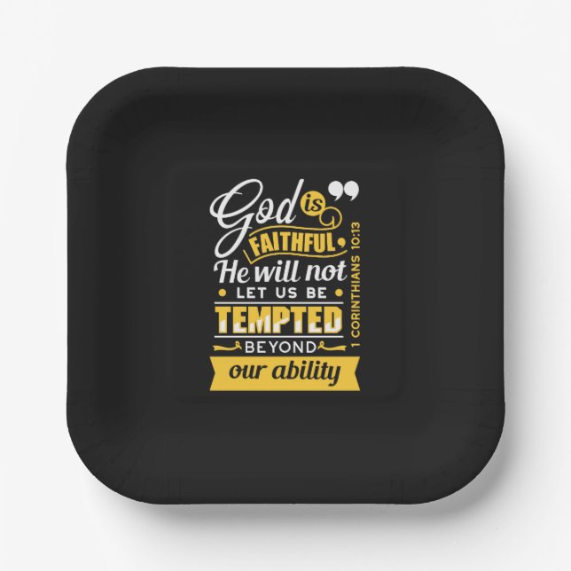  He Will Not Let You Be Tempted – Bible Verse Paper Plate (Front)
