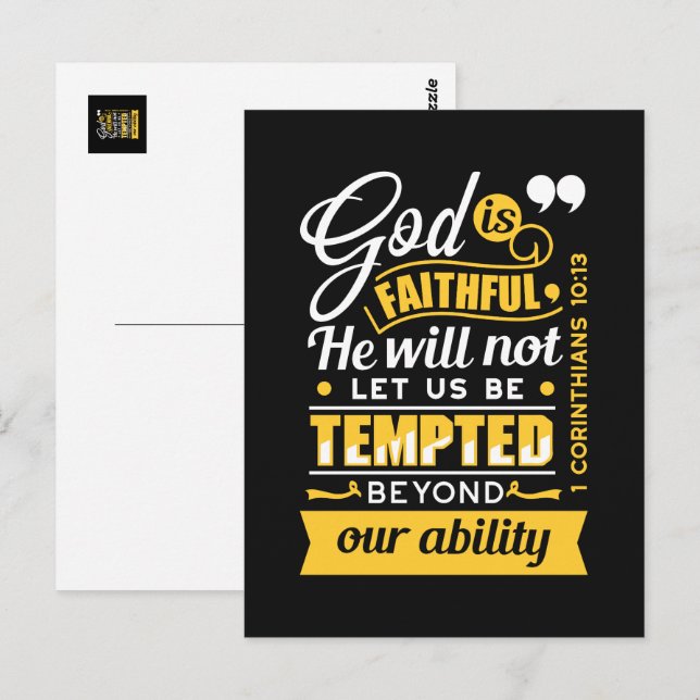  He Will Not Let You Be Tempted – Bible Verse Postcard (Front/Back)