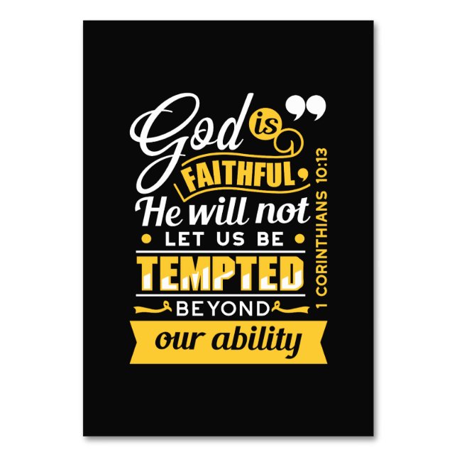  He Will Not Let You Be Tempted – Bible Verse Table Number (Front)