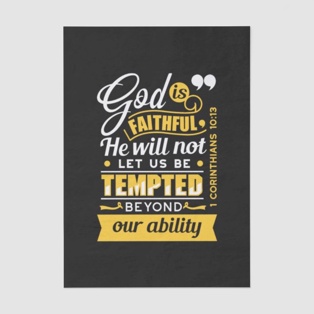  He Will Not Let You Be Tempted – Bible Verse Tissue Paper (Front)