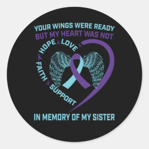 He Wings Ribbon Hope Suicide Awareness Prevention Classic Round Sticker