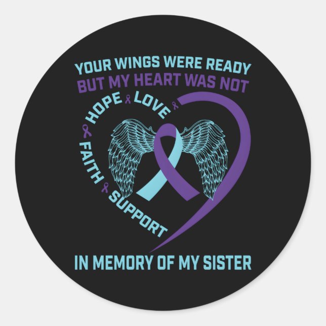 He Wings Ribbon Hope Suicide Awareness Prevention  Classic Round Sticker (Front)