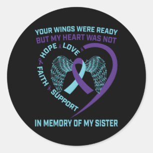 He Wings Ribbon Hope Suicide Awareness Prevention Classic Round Sticker