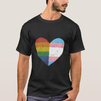 He With Rainbow And Transgender Flag For Pride Mon T-Shirt
