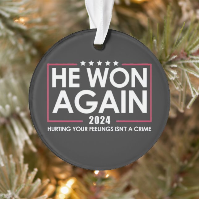 He Won Again 2024 Trump Inaguration 2025 Ornament (Tree)