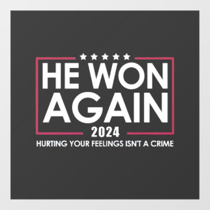 He Won Again 2024 Trump Inaguration 2025 Window Cling