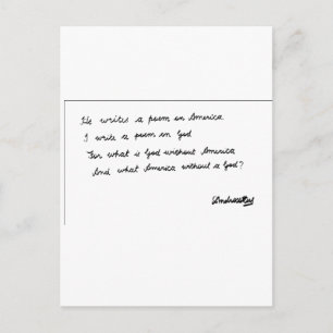 He writes a poem on America Postcard
