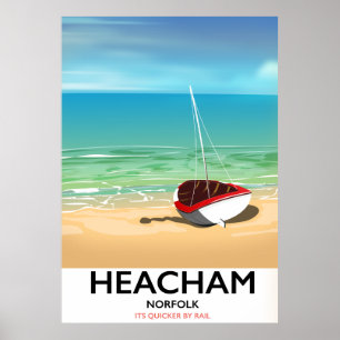 Heacham Norfolk vintage seaside poster