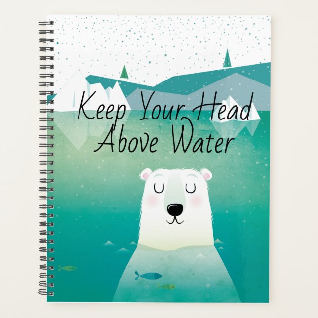 Head Above Water Cute Polar Bear Planner (Front)