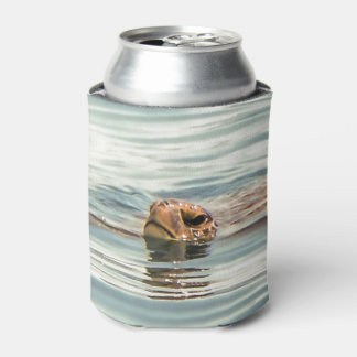 Head Above Water Turtle Ocean Wildlife Art Can Cooler
