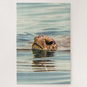 Head Above Water Turtle Ocean Wildlife Art Jigsaw Puzzle