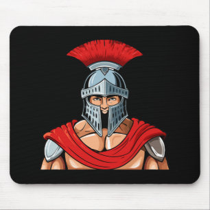 Head ancient warrior in helmet and armor mouse mat