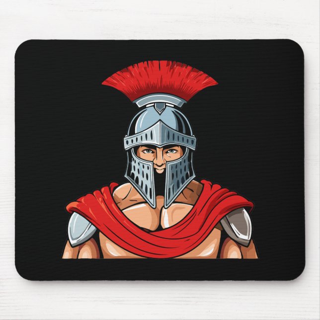 Head ancient warrior in helmet and armor mouse mat (Front)