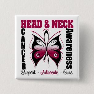 Head and Neck Cancer Awareness Butterfly 15 Cm Square Badge