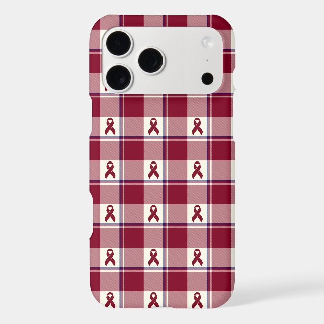 Head and Neck Cancer Awareness Plaid Burgundy (Back)