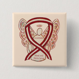 Head and Neck Cancer Awareness Ribbon Angel Pin