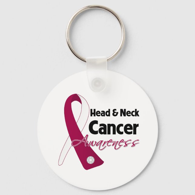 Head and Neck Cancer Awareness Ribbon Key Ring (Front)