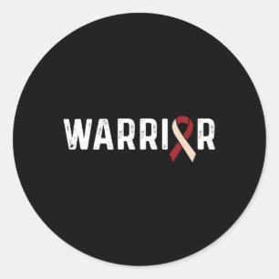 Head And Neck Cancer Awareness Ribbon Warrior Classic Round Sticker