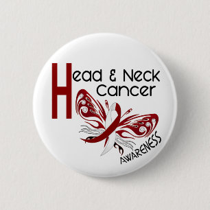 Head and Neck Cancer BUTTERFLY 3.1 6 Cm Round Badge