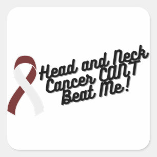 Head and Neck Cancer CAN'T Beat Me Square Sticker