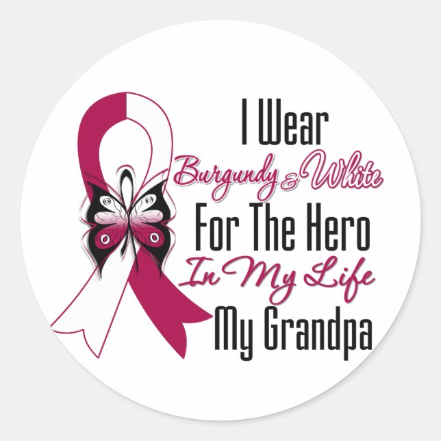 Head and Neck Cancer Hero My Grandpa Classic Round Sticker (Front)