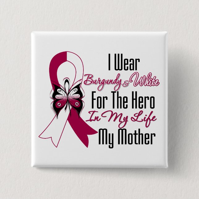 Head and Neck Cancer Hero My Mother 15 Cm Square Badge (Front)