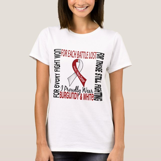Head And Neck Cancer I Proudly Wear Burgundy White T-Shirt (Front)
