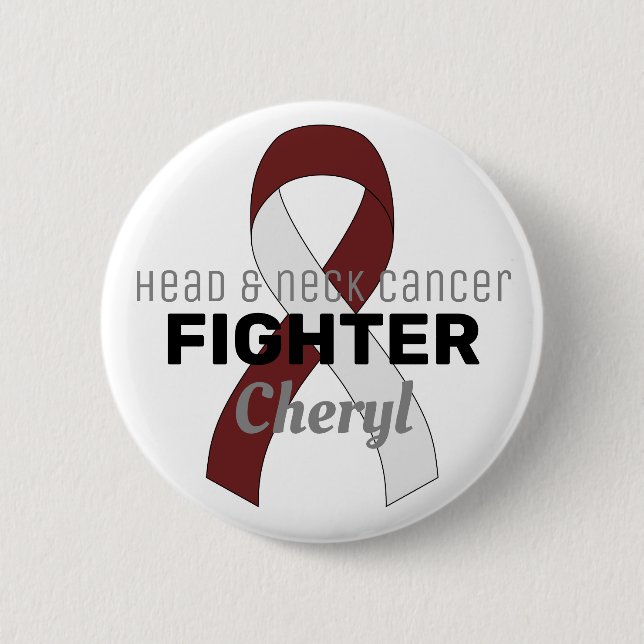 Head and Neck Cancer Ribbon White Button (Front)