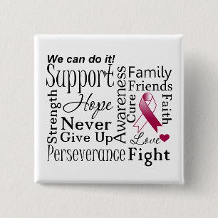 Head and Neck Cancer Supportive Words 15 Cm Square Badge