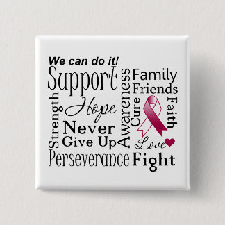 Head and Neck Cancer Supportive Words 15 Cm Square Badge