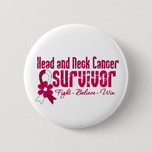 Head and Neck Cancer Survivor Flower Ribbon 6 Cm Round Badge