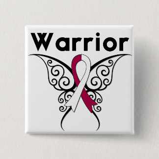 Head and Neck Cancer Warrior Tribal Butterfly 15 Cm Square Badge
