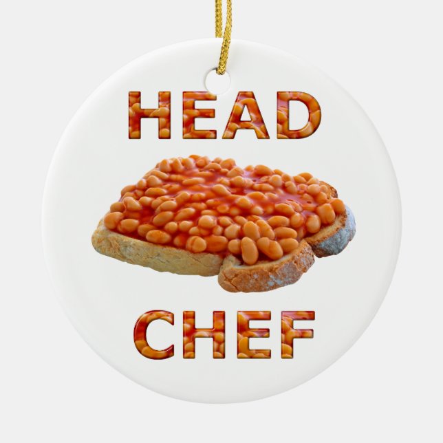 Head Chef Beans on Toast Ceramic Tree Decoration (Front)